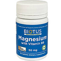Магний и витамин В6 Magnesium with Vitamin B6 Biotus 30 таблеток NX, код: 7289511