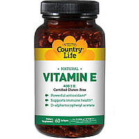 Витамин E 400 МЕ Country Life 60 гелевых капсул NX, код: 7575191