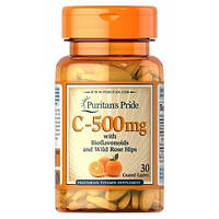 Витамин C Puritan's Pride Vitamin C-500 mg with Bioflavonoids Rose Hips 30 Caplets NX, код: 7537749