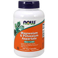 Микроэлемент Магний NOW Foods Magnesium Potassium Aspartate with Taurine Capsules 120 Veg Ca NX, код: 7738168