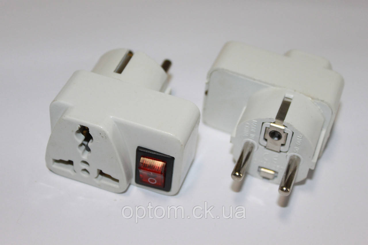 Переходник электрический для Эвророзеток с кнопокой - фото 2 - id-p401681576
