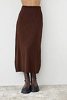 Женская юбка миди в широкий рубчик - коричневый цвет, L (есть размеры) lk