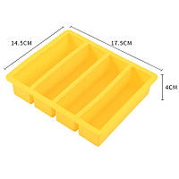 Форма для льда Olin&Olin силиконовая прямоугольная 4 отверстия с крышкой 3.5 х 13 х 4 см Желтая lk