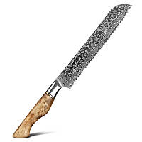 Кухонный Хлебный Нож из Дамасской Стали серии "MASTER" Sycamore Wood HEZHEN