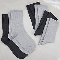 Набор носков женских 6 пар «Double Grey» с высокой резинкой хлопок премиум сегмент размер 35-38
