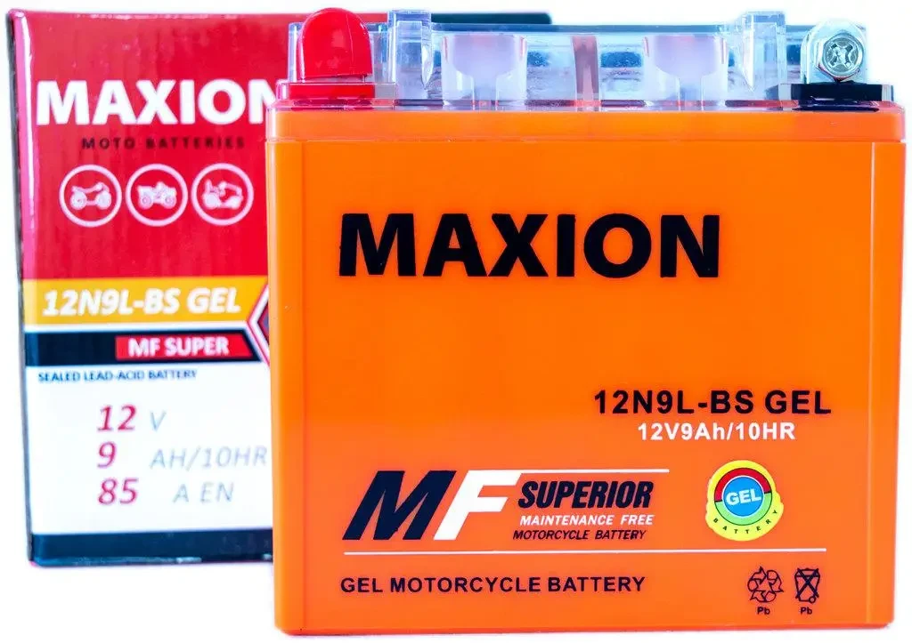 Акумулятор мото GEL 12V 9Ah (12N9L-BS) 85А MAXION