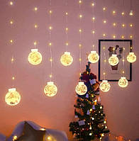 Гірлянда Xmas WW-1 Copper curtain ball lamp 7258 Подарунки, тепле біле світло