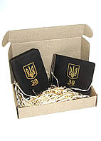 Подарочный набор зажим для денег и документница DNK Leather Украина 30 лет Коричневый NX, код: 2671872