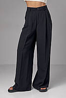 Женские широкие брюки-палаццо со стрелками - черный цвет, M (есть размеры) lk