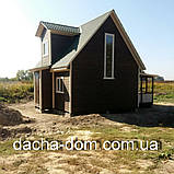Каркасний будинок   6 * 7, з мансардою, терасою  та ганком, фото 4