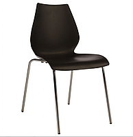 Штабелируемый стул Лили с хромированными ногами, цвет черный