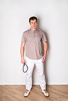 Чоловічі медичні штани класичні вільні з гумкою білі, одяг для медперсоналу р.48