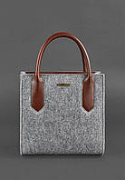 Фетровая женская сумка-кроссбоди Blackwood с кожаными коричневыми вставками BlankNote GG, код: 8132499
