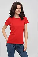 Женская красная однотонная футболка под нанесение из 100%ХЛОПКА S