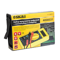 Набір мультиметр цифровий + плоскогубці + викрутки + кейс SIGMA, фото 3