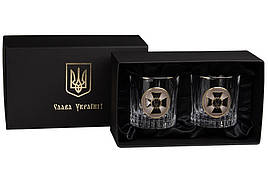 Набор хрустальных бокалов для виски Boss Crystal «Служба безопасности Украины» 2 шт, золото, серебро