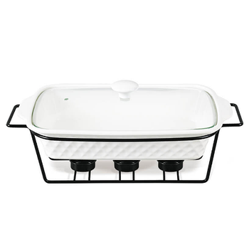 Марміт прямокутний 1,1л 30см кераміка скляна кришка + метал.підставка MR-11259-73 Maestro