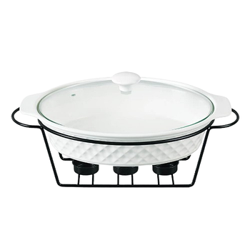 Марміт овальний 1,5л 32,5см кераміка скляна кришка + метал.підставка MR-11359-74 Maestro