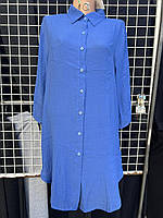 Жіноче плаття-сорочка напівбатальне льон однотонне розмір 48-54, колір уточнюйте під час замовлення