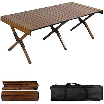 Стіл для пікніка кемпінгу розкладний ламельовий алюміній/пластик 120*60см в чохлі