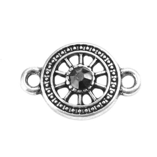 Конектор Finding Круглий колесо страз Античне срібло 18 мм х 12 мм