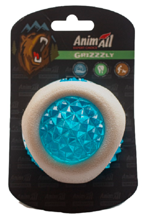AnimAll GrizZzly 9819 Іграшка для тварин світлова LED-м'яч біло-синій