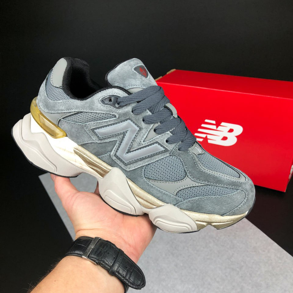 Чоловічі кросівки New Balance 9060 замшеві стильні молодіжні сірі бежеві