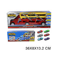 Трейлер-автовоз игрушка 038-3A, подвижные детали, машинки 3 шт..