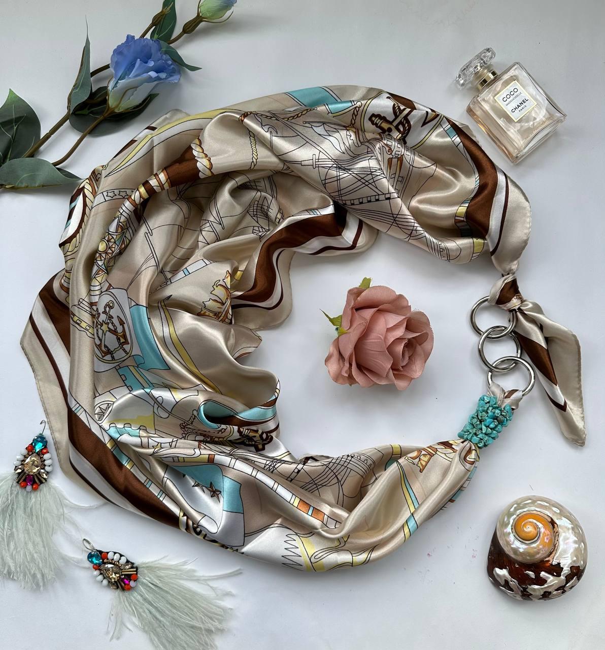 Дизайнерська хустка "Морський перлов" від бренда My Scarf, подарунок жінці