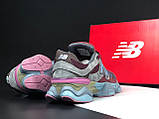 Чоловічі кросівки New Balance 9060 замшеві молодіжні повсякденні бордові блакитні, фото 5