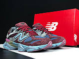 Чоловічі кросівки New Balance 9060 замшеві молодіжні повсякденні бордові блакитні, фото 3