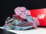 Чоловічі кросівки New Balance 9060 замшеві молодіжні повсякденні бордові блакитні, фото 6