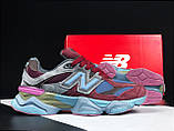 Чоловічі кросівки New Balance 9060 замшеві молодіжні повсякденні бордові блакитні, фото 4