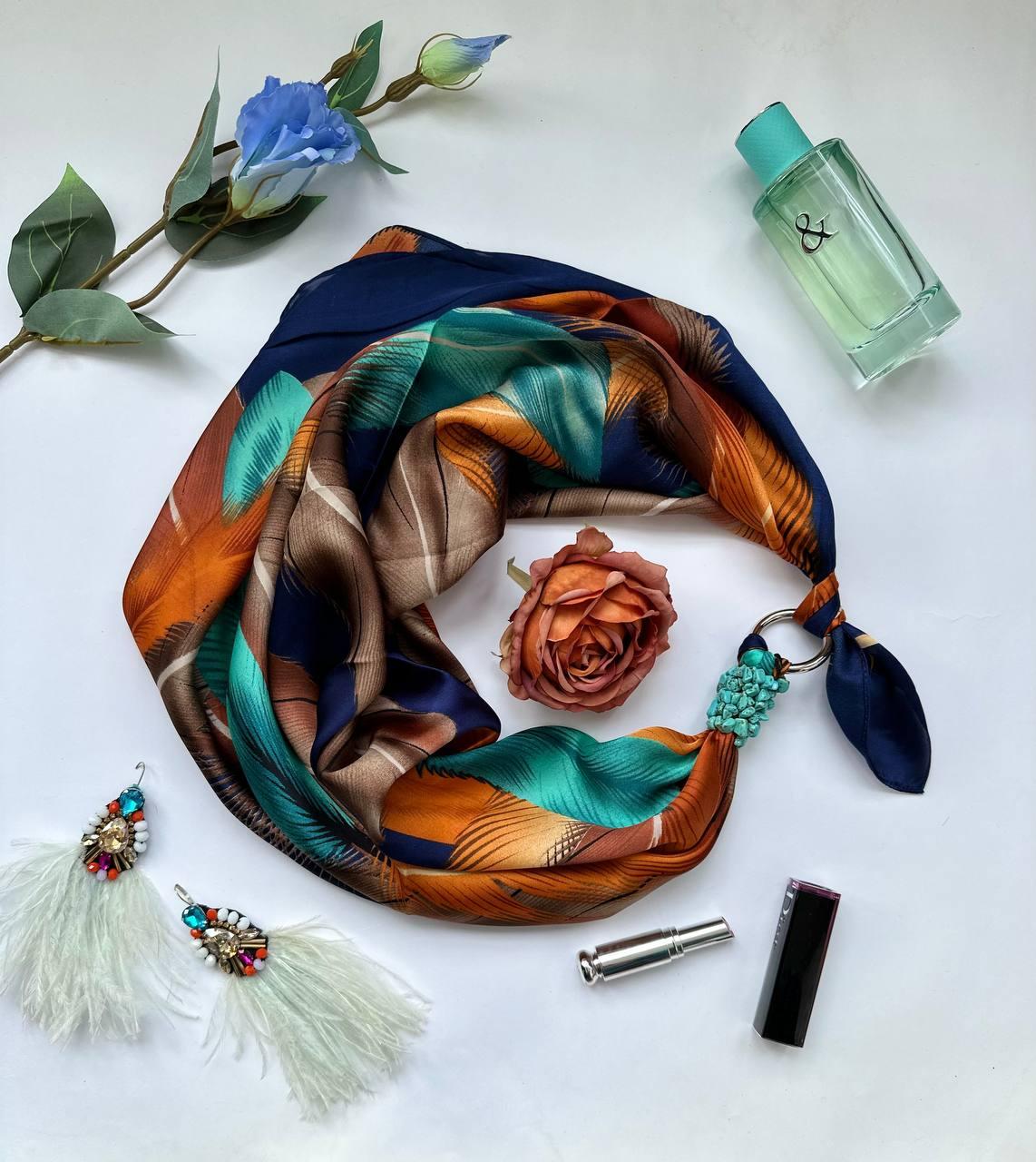 Дизайнерский платок "Райская птица" от бренда My Scarf, подарок женщине