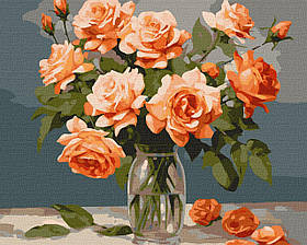 Картина за номерами Квіти. Букет троянд у вазі 40*50 см Ідейка KHO 3251
