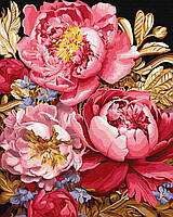Картина по номерам Цветы. Розовое вдохновение с красками металлик exp 40*50 см Идейка KHO 3262