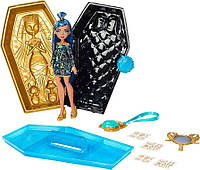 Monster High Doll & Accessories, Cleo De Nile Golden Glam Case Beauty Kit with Tattoos, Stickers & Necklace fo