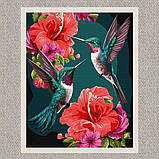 Картина за номерами Смарагдові пташки колібрі з фарбами металік 40*50 см Ідейка KHO 6581 exp, фото 2