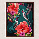 Картина за номерами Смарагдові пташки колібрі з фарбами металік 40*50 см Ідейка KHO 6581 exp, фото 3