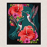 Картина за номерами Смарагдові пташки колібрі з фарбами металік 40*50 см Ідейка KHO 6581 exp, фото 4