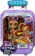 Barbie Extra Fly Minis Travel Doll, Beach Look with Pink-Streaked Pigtails in Swimsuit