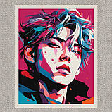 Картина за номерами K-pop, БТС. Ким Техен 30*40 см Ідейка KHO 8382 pbn-a, фото 3