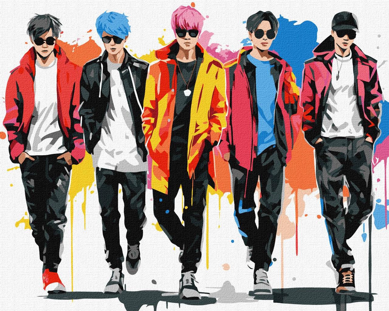 Картина за номерами K-pop. Stray Kids (стрей кідс) 40*50 см Ідейка KHO 8388 pbn-a