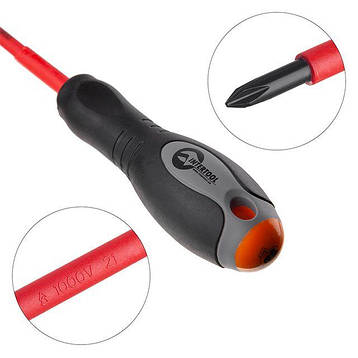 Викрутка хрестова ізольована PH1 * 80 мм, 1000 В INTERTOOL VT-3211, фото 3