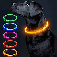 Ошейник для собак LED с зарядкой USB / Светящийся ошейник Красный Розовый 515703Vi