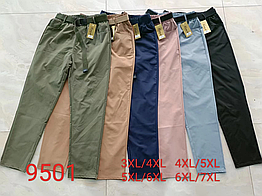 Жіночі тонкi котонові штани НАПIВБАТАЛ (р-ри: 48-58) 9501 (в уп. рiзний кольори) весна-осінь.