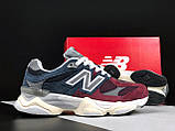 Чоловічі кросівки New Balance 9060 замшеві стильні літні бордові сині, фото 4