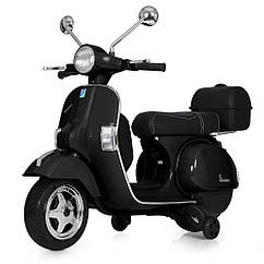 Дитячий електромобіль мотоцикл M 4939EL-2 Скутер Мопед VESPA PX 150 на колесах ЕВА, шкіряне сидіння, чорний