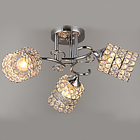 Стельова люстра на три металеві плафони "з кришталем" під лампу Е27 хромового кольору Svet SR-N2710/3 CR