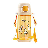Бутылка для воды спортивная , бутылочка для спорта CASNO 690 мл KXN-1219 Оранжевая (гуси) с соломинкой TRITAN